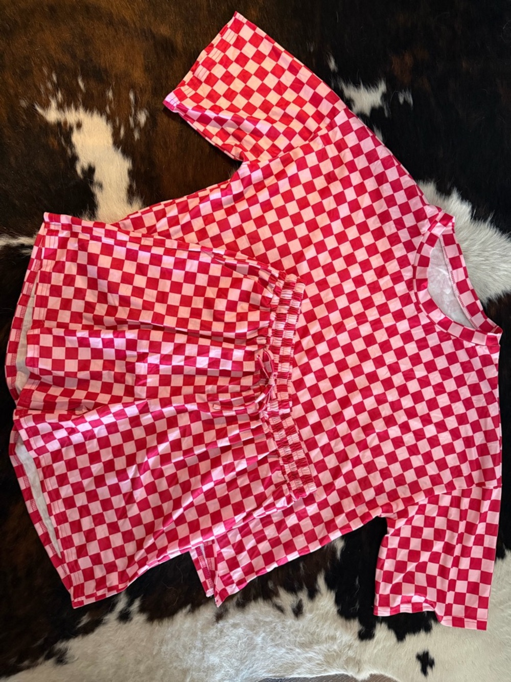 Pink and White Checkerboard Two-Piece Set